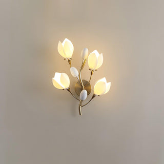 Porcelain Magnolia Floral Ceramics Wall Light