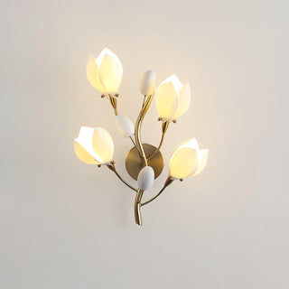 Porcelain Magnolia Floral Ceramics Wall Light