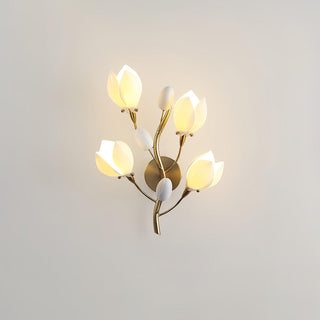 Porcelain Magnolia Floral Ceramics Wall Light