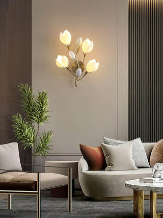 Porcelain Magnolia Floral Ceramics Wall Light