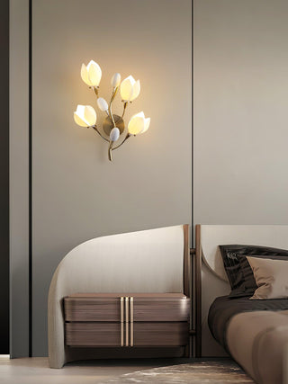 Porcelain Magnolia Floral Ceramics Wall Light