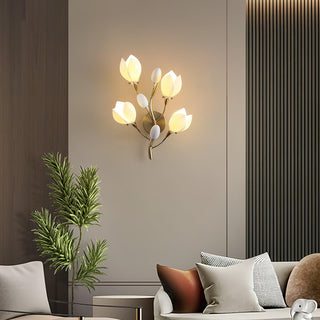 Porcelain Magnolia Floral Ceramics Wall Light