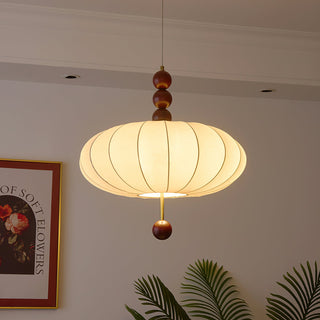 Winnie Vintage Wood Fabric Pendant Light