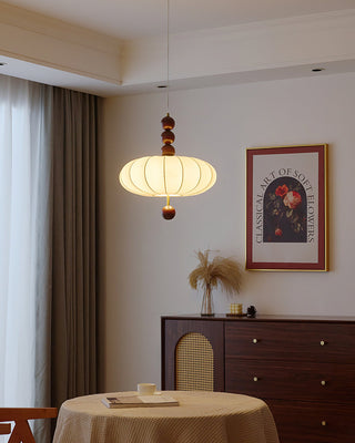 Winnie Vintage Wood Fabric Pendant Light