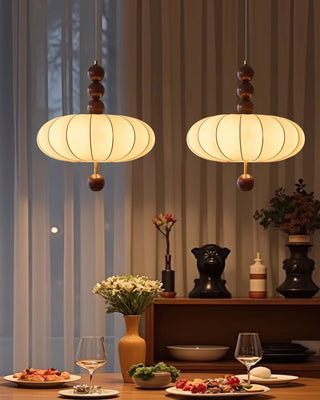 Winnie Vintage Wood Fabric Pendant Light