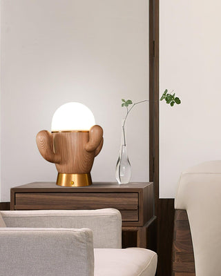 Spike Cactiform Wood Table Lamp