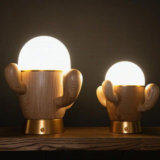 Spike Cactiform Wood Table Lamp