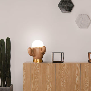 Spike Cactiform Wood Table Lamp
