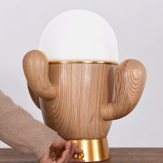 Spike Cactiform Wood Table Lamp