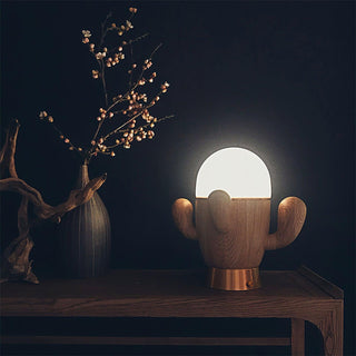Spike Cactiform Wood Table Lamp