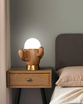 Spike Cactiform Wood Table Lamp