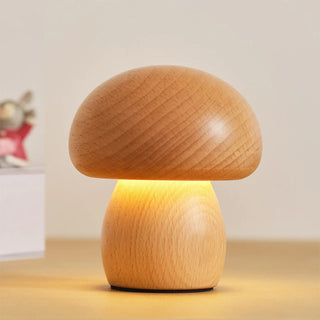 Wooden Mushroom Natural Wood Table Light