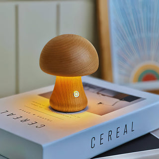 Wooden Mushroom Natural Wood Table Light