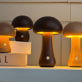 Wooden Mushroom Natural Wood Table Light