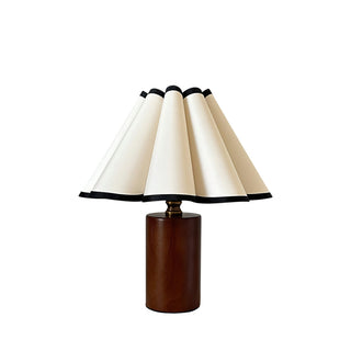 Wooden Pillar Pleated Vintage Wood Table Light