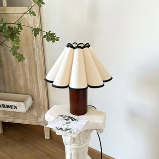 Wooden Pillar Pleated Vintage Wood Table Light