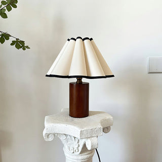 Wooden Pillar Pleated Vintage Wood Table Light