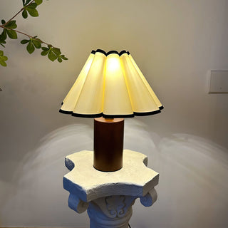 Wooden Pillar Pleated Vintage Wood Table Light