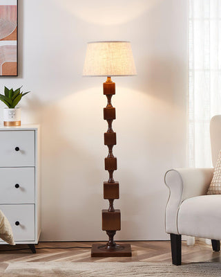 Wooden Sculptural Wood Square Stack Floor Light