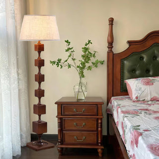 Wooden Sculptural Wood Square Stack Floor Light