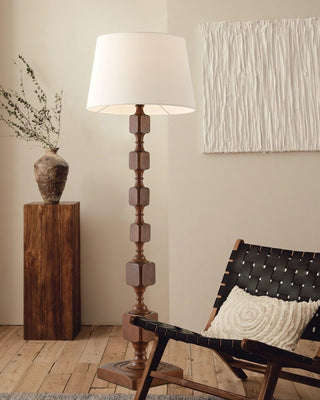 Wooden Sculptural Wood Square Stack Floor Light