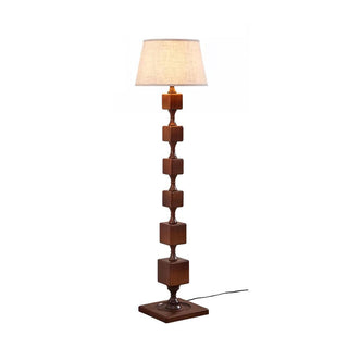 Wooden Sculptural Wood Square Stack Floor Light