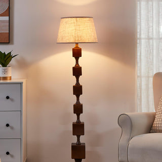 Wooden Sculptural Wood Square Stack Floor Light