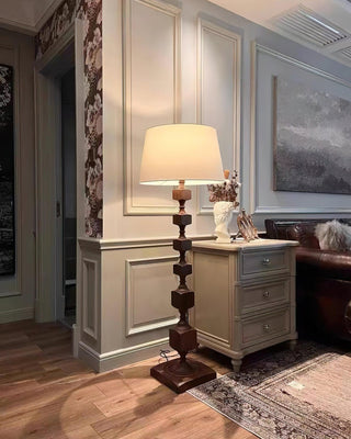 Wooden Sculptural Wood Square Stack Floor Light