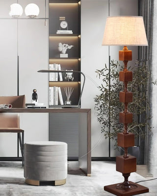 Wooden Sculptural Wood Square Stack Floor Light