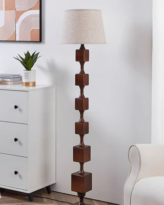 Wooden Sculptural Wood Square Stack Floor Light
