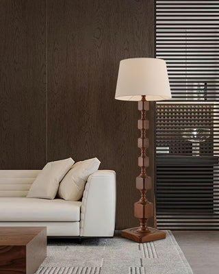 Wooden Sculptural Wood Square Stack Floor Light