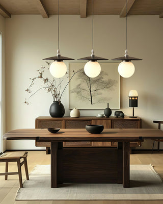 Zen Orb Oriental Wood Pendant Light