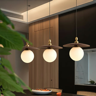 Zen Orb Oriental Wood Pendant Light