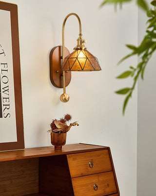 Lila Vintage Wood  Brass Wall Sconce