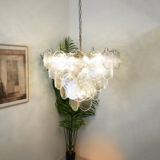 Murano Style Iridescent Glass Disc Chandelier — Modern Ceiling Light