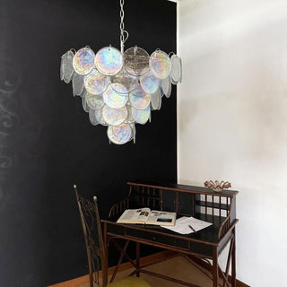 Murano Style Iridescent Glass Disc Chandelier — Modern Ceiling Light