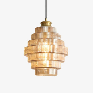 Bottis  Striped Glass Bottle Pendant Lamp with Artistic Vertical Shade U19