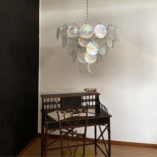 Murano Style Iridescent Glass Disc Chandelier — Modern Ceiling Light
