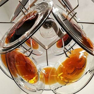 Murano Glass Chandelier — Mid-Century Modern Amber Tiered Lighting
