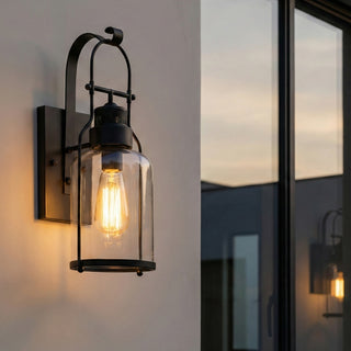 Ivoran Industrial Cylinder Wall Sconce - Glass Shade Design, Modern Wall Lighting U12
