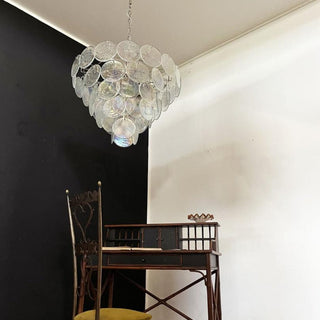 Murano Style Iridescent Glass Disc Chandelier — Modern Ceiling Light