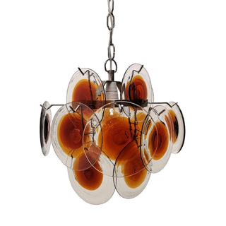 Murano Glass Chandelier — Mid-Century Modern Amber Tiered Lighting