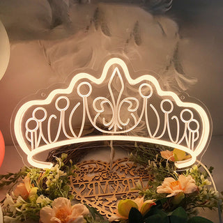 Modern Art Deco Silica Acrylic Crown LED Table Lamp Neon Lighting For Bedroom