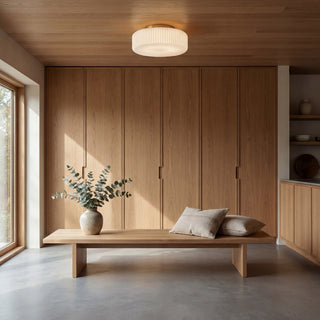 Lunorib Contemporary Opaline Glass Ceiling Fixture - Textured Ribbed Metal Lighting for Living Areas
