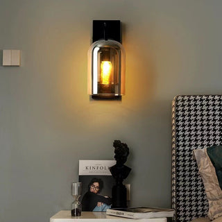Contemporary Nordic Round Oval Hardware Glass 1-Light Wall Sconce Lamp For Bedroom