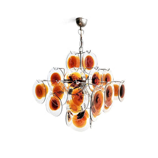 Murano Glass Chandelier — Mid-Century Modern Amber Tiered Lighting
