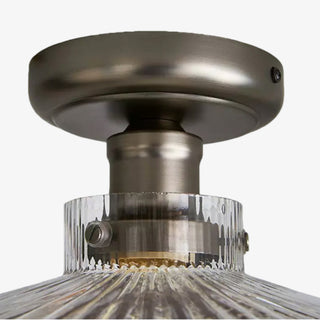 Ribora Vintage - Inspired Ribbed Glass Ceiling Lamp - Industrial Style Flush Mount for Modern Interiors U05