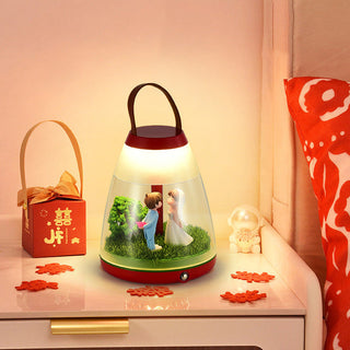 Contemporary Creative Rechargeable ABS Acrylic Cylinder Animal Wedding Portable LED Table Lamp Night Light For Dining Room